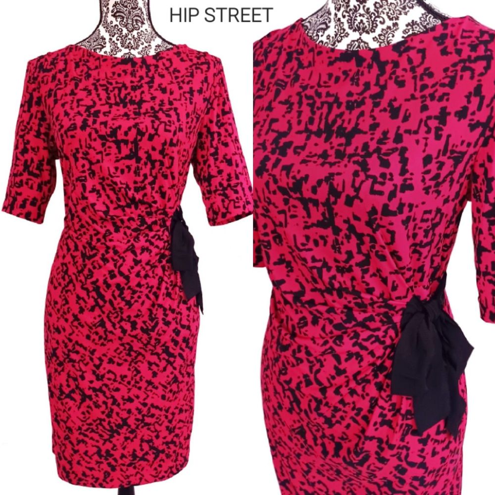 JUST TAYLOR Sarong Gather Side Bow SS Stretch Dress 10